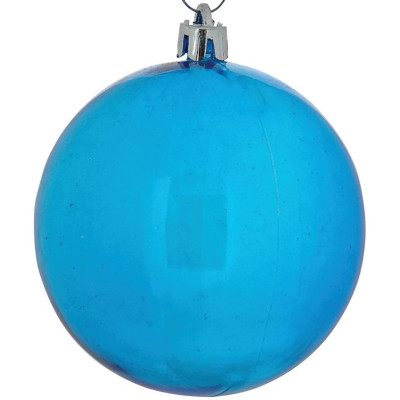 Μπλέ Πλαστική Διάφανη Χριστουγεννιάτικη Μπάλα 10cm (Σετ 4 τμχ)